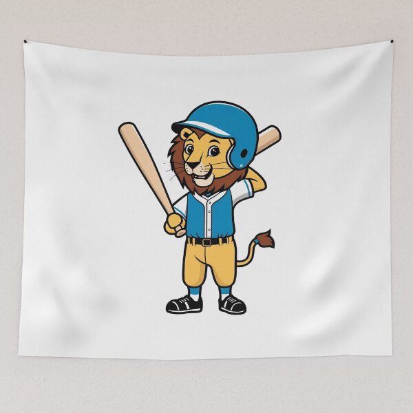 Item preview, Lion Playing Baseball designed and sold by Majestic Paws.