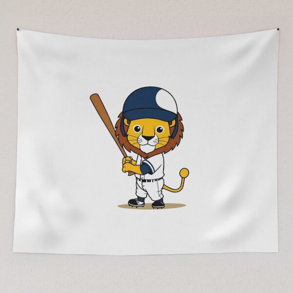 Item preview, Lion Playing Baseball designed and sold by Majestic Paws.