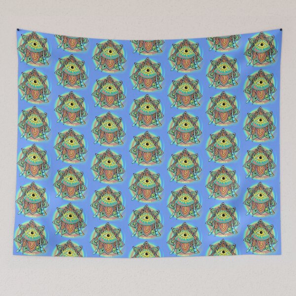 Item preview, Yoni Rainbow Flower Trip 2/6 (blue vignette swirl background) | Yonis Eye | Frisoli designed and sold by Alexandria Frisoli.