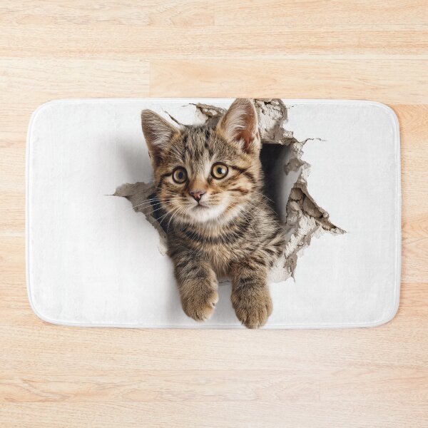 Item preview, Adorable tabby kitten peeking through a 3D hole in a wall. designed and sold by WickedChilli.