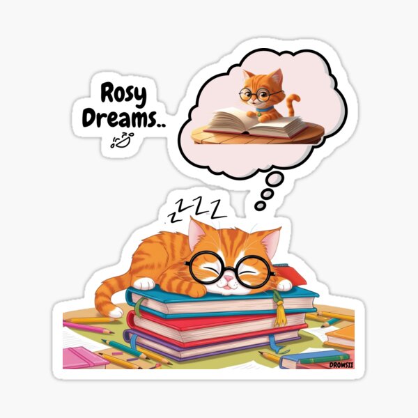 Vista previa del artículo con la obra «Rosy Dreams - Un gato soñoliento con grandes metas», diseñado y vendido por Drowsii.