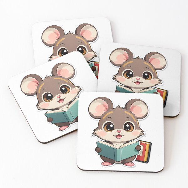 Item preview, Mouse reading a  book for book lover, reader, teacher librarian designed and sold by AnimalMenagerie.