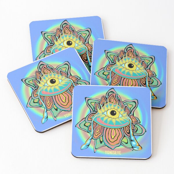 Item preview, Yoni Rainbow Flower Trip 2/6 (blue vignette swirl background) | Yonis Eye | Frisoli designed and sold by Alexandria Frisoli.
