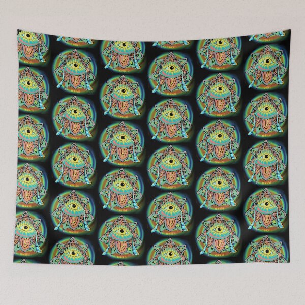 Item preview, Yoni Rainbow Flower Trip 5/6 (black vignette swirl background) | Yonis Eye | Frisoli designed and sold by Alexandria Frisoli.