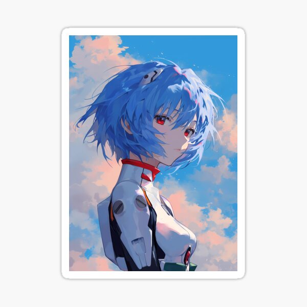 Vista previa del artículo con la obra «Neon Rei Ayanami Evangelion Anime Calma Cielo Azul Plugsuit Retrato Vista Serena», diseñado y vendido por rivettlihuiq.