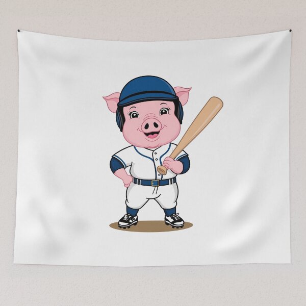 Item preview, Pig Playing Baseball designed and sold by Majestic Paws.