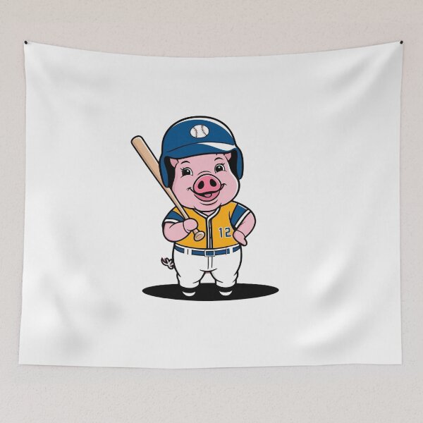 Item preview, Pig Playing Baseball designed and sold by Majestic Paws.
