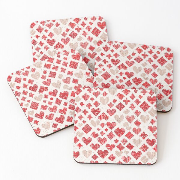 Item preview, Textured Red and Beige Hearts Pattern on White Background designed and sold by CoolPixels.