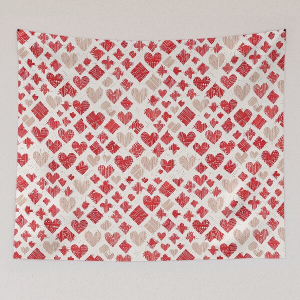 Item preview, Textured Red and Beige Hearts Pattern on White Background designed and sold by CoolPixels.