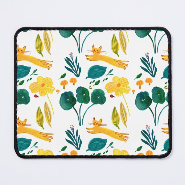 Item preview, Kitten Garden – Whimsical Floral Pattern designed and sold by NoriMori.
