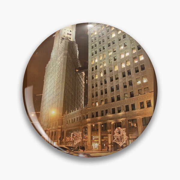 Item preview, Snowfall in the Loop – Nighttime Lights and Art Deco Skyline designed and sold by Maryna Gumenyuk.
