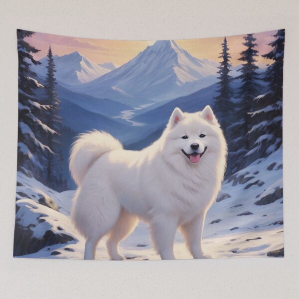 Item preview, Sunrise Samoyed Dog Mountain Landscape designed and sold by ChaosReigns91.