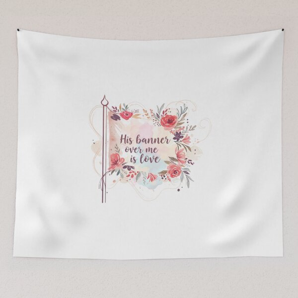 Aperçu de l'œuvre Sa bannière sur moi est l'amour, drapeau floral créée et vendue par Faithloveshop.