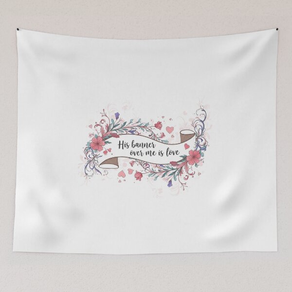 Aperçu de l'œuvre Bannière florale « Sa bannière sur moi est l'amour » créée et vendue par Faithloveshop.