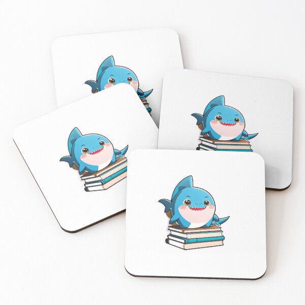 Item preview, Shark with a stack of books for book lover, reader, teacher librarian designed and sold by AnimalMenagerie.