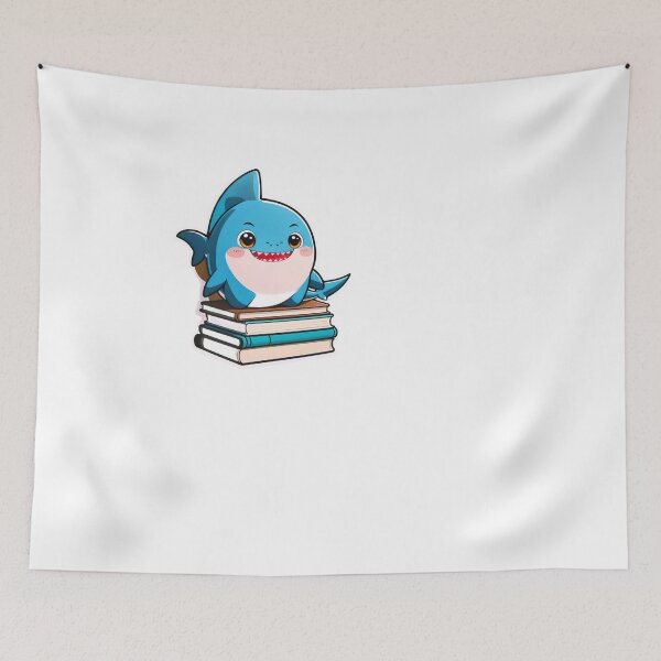 Item preview, Shark with a stack of books for book lover, reader, teacher librarian designed and sold by AnimalMenagerie.