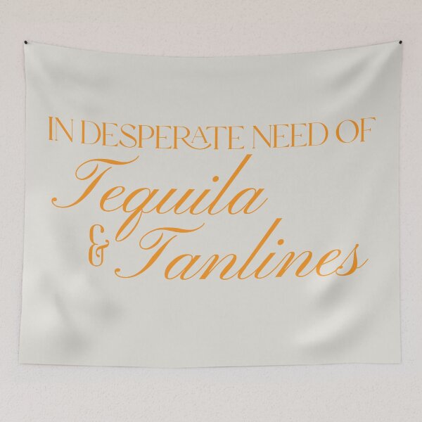 Item preview, In Desperate Need of Tequila and Tanlines – Aesthetic Summer Serif Design designed and sold by Stickers by @molllyclare.