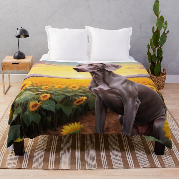 Item preview, Sunset Weimaraner Dog Sunflower Field designed and sold by ChaosReigns91.