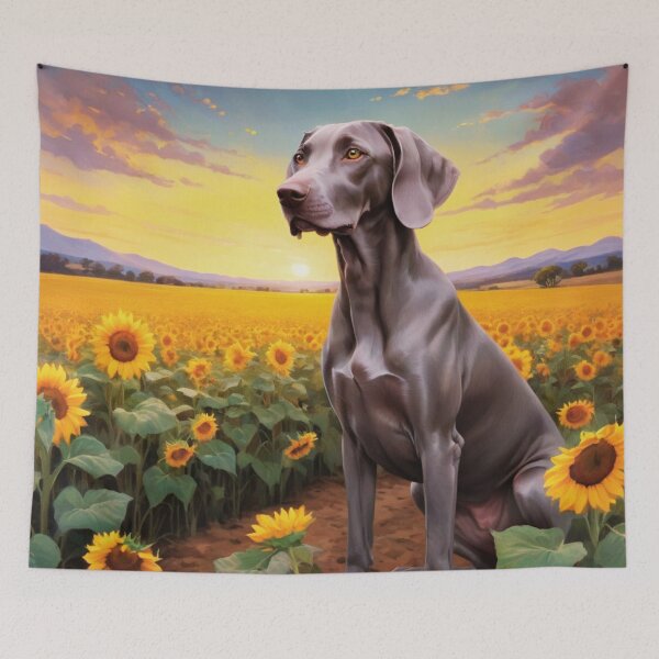 Item preview, Sunset Weimaraner Dog Sunflower Field designed and sold by ChaosReigns91.