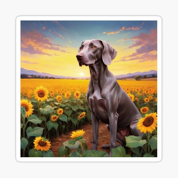 Item preview, Sunset Weimaraner Dog Sunflower Field designed and sold by ChaosReigns91.