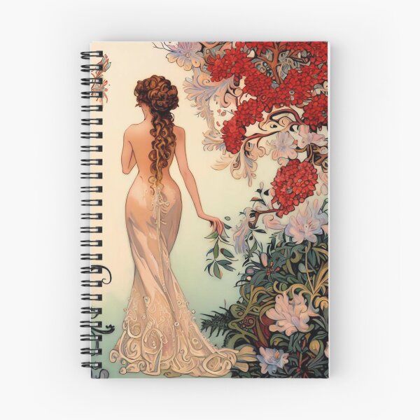 Item preview, Filigree, Art Nouveau Beautiful woman walking and Pohutukawa Tree designed and sold by CristalleLisa.