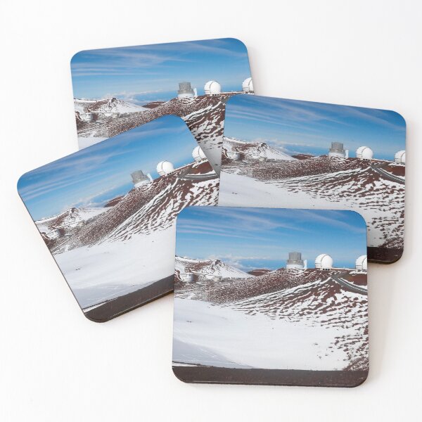 Item preview, Mauna Kea Summit with Snow and Astronomical Observatories under Blue Sky designed and sold by Maryna Gumenyuk.