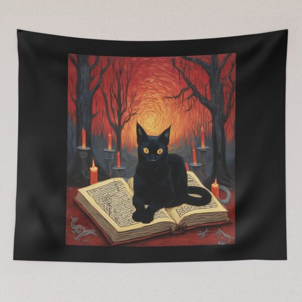 Item preview, "Enigmatic Whispers: The Black Cat's Spellbinding Tale" designed and sold by Artisticanvas.