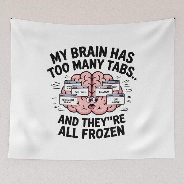 Item preview, Funny ADHD T-Shirt - My Brain Has Too Many Tabs - Frozen Brain Design - Mental Health Humor - Overthinking Shirt for Neurodivergent Students” designed and sold by saloui.