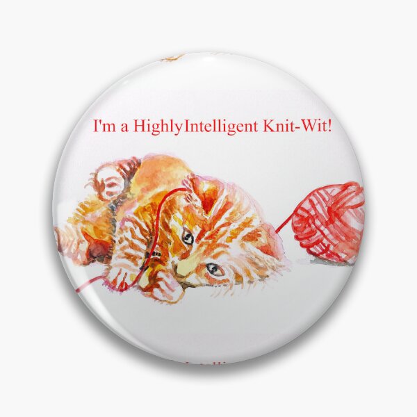 Item preview, Ginger Tabby Cat "I'm An Intelligent Knit-Wit!" - Funny Knitting Design designed and sold by Sarah  Rajkotwala.