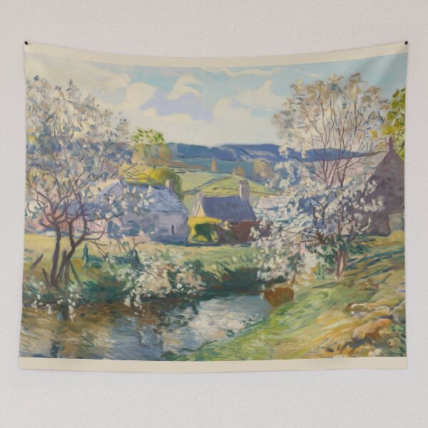 Item preview, Springtime Bloom by the Water | French Countryside Landscape Painting designed and sold by CARRAANN.