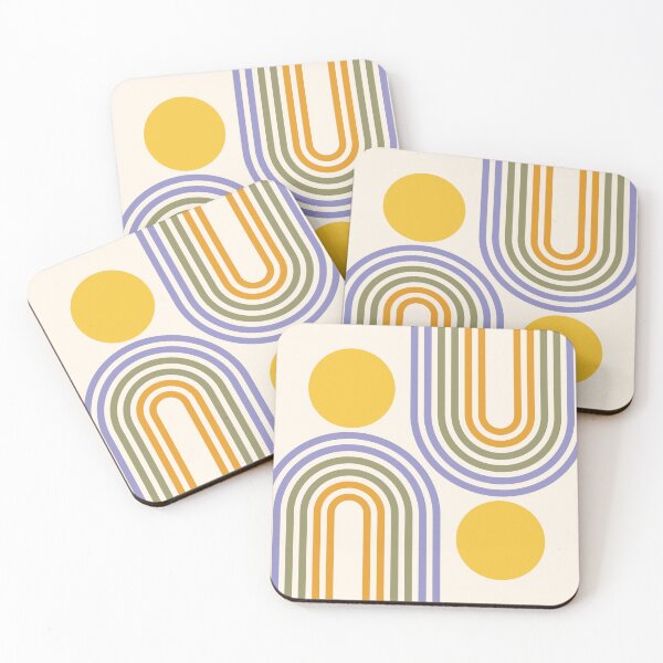 Item preview, Mid Century Modern Geometric Rainbow and Sun Abstract a9 in tropical sage gold blue designed and sold by nineFlorals.