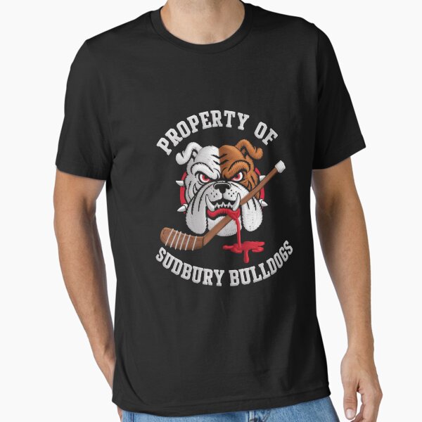 Vista previa del artículo con la obra «Propiedad de los amantes del hockey de Jersey de los Sudbury Bulldogs», diseñado y vendido por SkeletonsDanger.