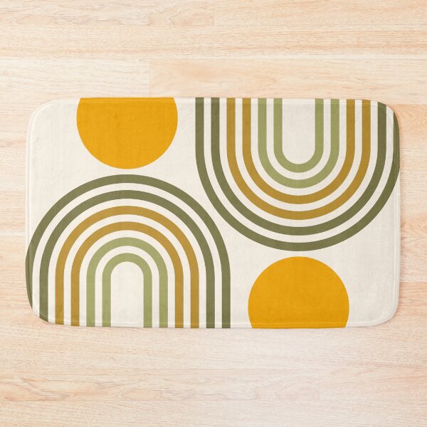 Item preview, Mid Century Modern Geometric Rainbow and Sun Abstract a1 in Tropical Sage Gold Earthy designed and sold by nineFlorals.