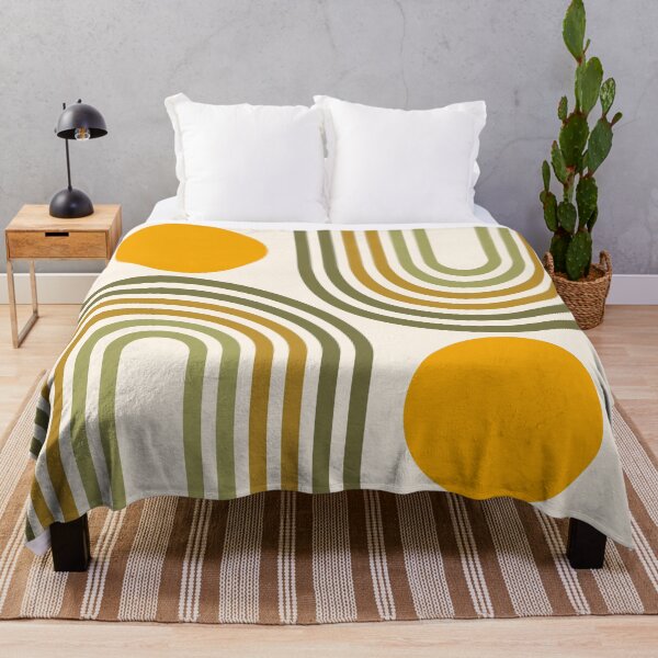 Item preview, Mid Century Modern Geometric Rainbow and Sun Abstract a1 in Tropical Sage Gold Earthy designed and sold by nineFlorals.