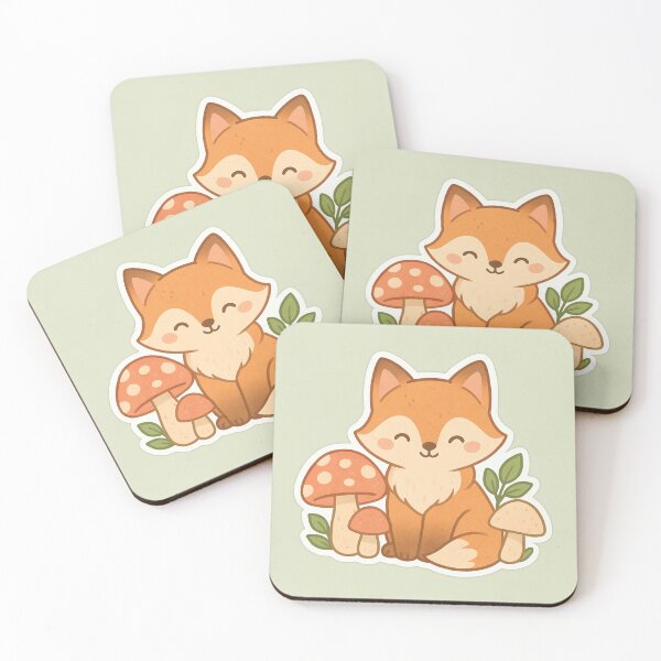 Artikelvorschau, Süßer Fuchs mit Pilzen – Wunderliches Waldtier entworfen und verkauft von Calm Design Studio.