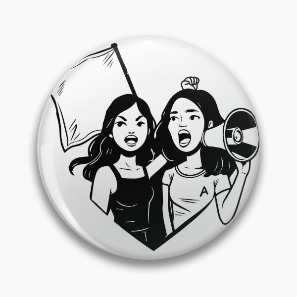 Item preview,  Girls protesting with megaphone sticker  designed and sold by megudesignart.