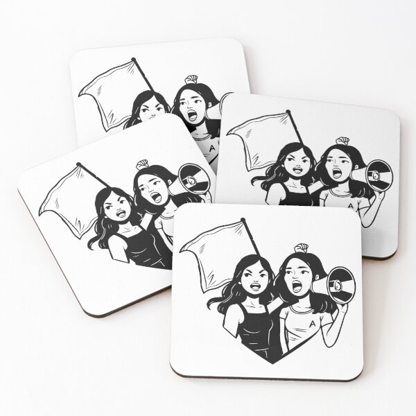Item preview,  Girls protesting with megaphone sticker  designed and sold by megudesignart.