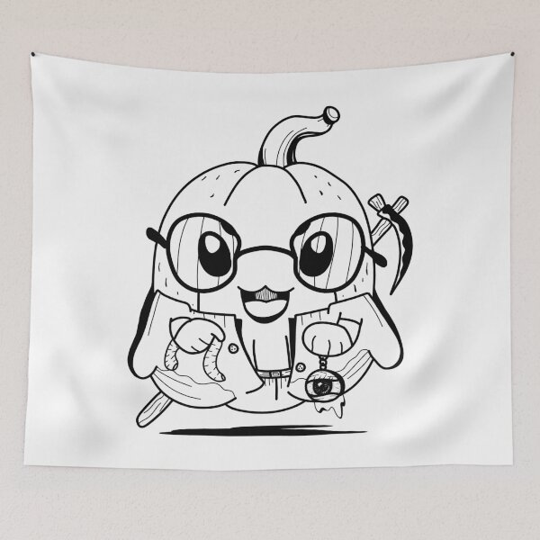 Item preview, Pumpkin Ghost with Glasses – Cute Halloween Spirit Holding Eyeball and Intestines with Scythe designed and sold by PILEXART.