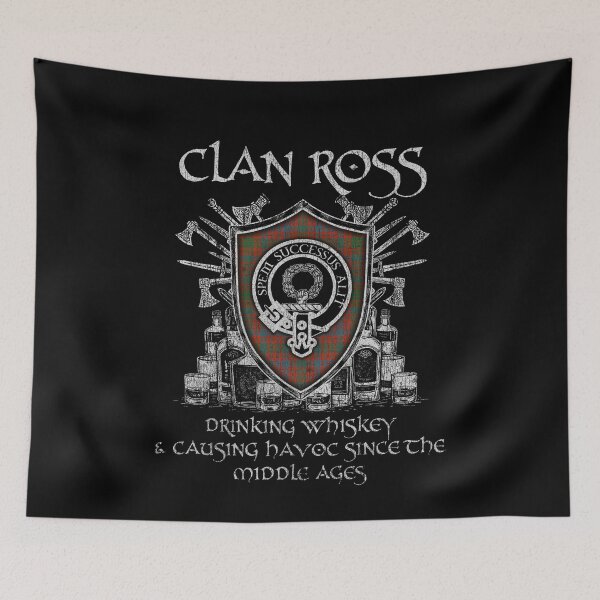 Item preview, Clan Ross drinking whiskey and causing havoc heritage crest tartan plaid designed and sold by Clan1093.