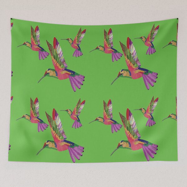 Aperçu de l'œuvre Oiseau Colibri - motif rose vert créée et vendue par StudioViArt.