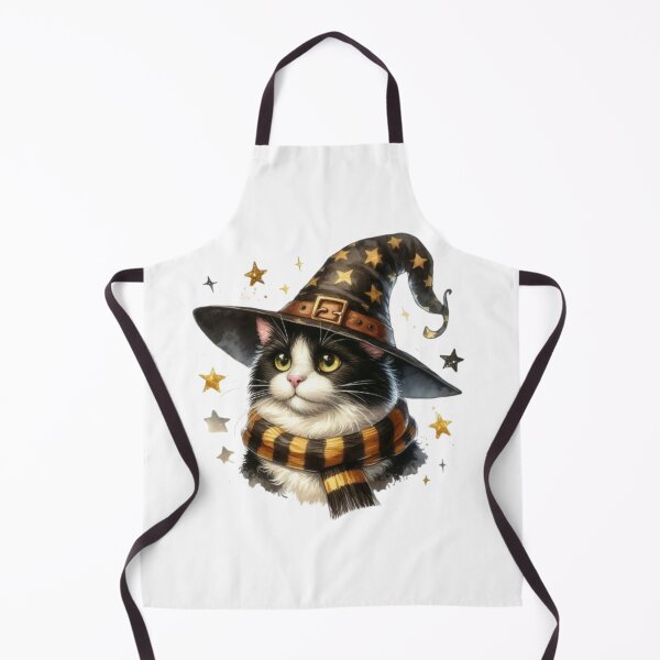 Item preview, Fluffy White Cat in Wizard Hat & Yellow Scarf - Cozy Feline Fantasy Art designed and sold by 2ndSketch.