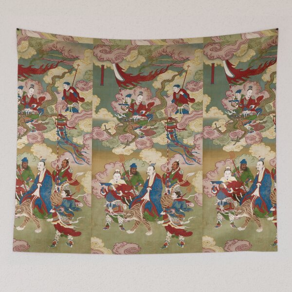 Item preview, Numerous Japanese Treasure Emissaries Riding Mythical Creatures - 16th Century Vintage Japanese Art designed and sold by TheHappyK.