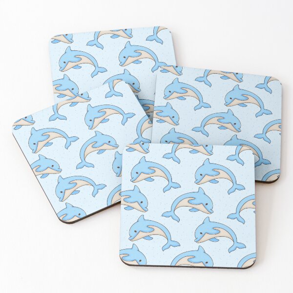 Item preview, kawaii dolphin seamless pattern designed and sold by YQvibe Studio.