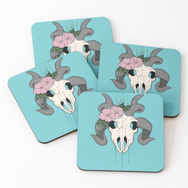 Item preview, Goat skull with flowers designed and sold by Kamber420.