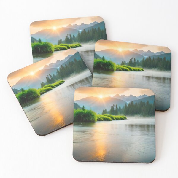 Item preview, Golden Waterside Sunset in the Mountains designed and sold by GrizzlyCollective.