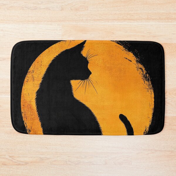 Item preview, Black Cat Silhouette Against The Orange Moon designed and sold by GrinGalore.