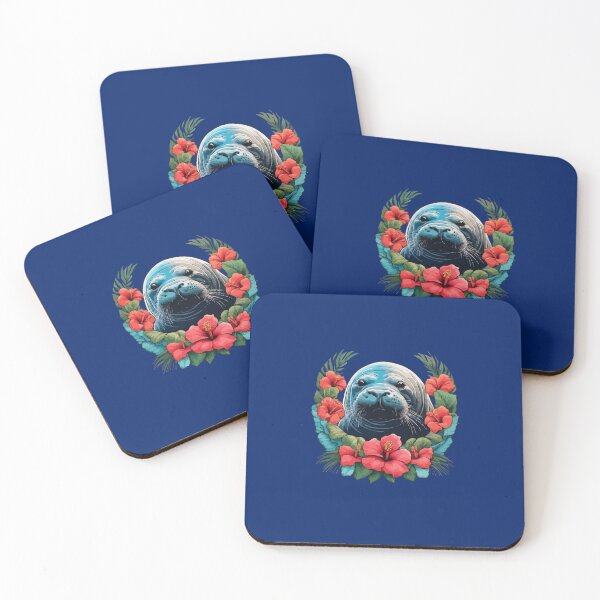 Item preview, Hawaiian Monk Seal And Red Hibiscus Blooms designed and sold by taiche.