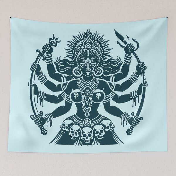 Item preview, Hindu Goddess Kali with skull and swords designed and sold by ZOXOFO.