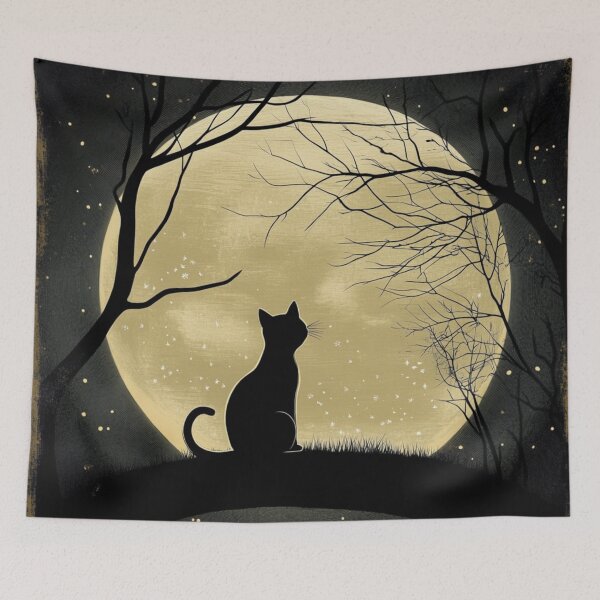Item preview, Black Cat Silhouette Behind The Moon designed and sold by GrinGalore.