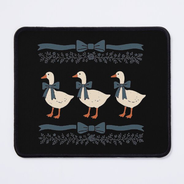 Item preview, Whimsical Three Geese with Blue Bows and Floral Border | Cute Farm Animal Aesthetic Art designed and sold by love3617.